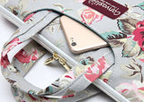 Canvaslove Grey Rose Pattern 15 Inch Canvas Waterproof Laptop Shoulder Messenger Bag For 14 Inch