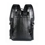 Vintage PU Leather Backpack School College Bookbag Laptop Computer Backpack (Black 2)