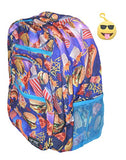 Gift Set Tasty Treats Themed Large Backpack & Clip Keychain (Fast Food)