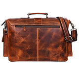 Addey Supply Company 16" Leather Messenger Bag for Laptop Briefcase Bag 16.5X6X12 inch Abyss