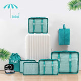 Packing Cubes for Travel, 8Pcs Compression Travel Cubes Set Foldable Suitcase Organizer Lightweight Luggage Storage Bag (Blue)