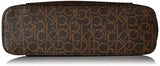 Calvin Klein Top Zip Signature North/South Tote, Brown/Khk/Camel