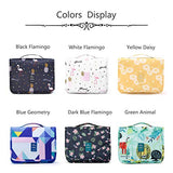 P.travel Portable Cosmetic Bag, Multiple Toiletry Kit, Travel Accessories, Bath and Shower Case Storage, Makeup Organizer for Women and Men, PT-1719 (Black Flamingo)