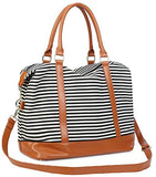 CAMTOP Women Ladies Travel Bag Canvas Weekend Overnight Carry On Luggage Bags(Black Stripe)