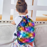 MHJY Sequin Bag Unciorn Drawstring Bag Mermaid Backpack Sparkly Gym Dance Bag Reversible Flip Sequin Bling Backpack for Hiking Beach Travel Bags