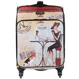 Nicole Lee Women'S 20" 4 Wheels Expandable Carry-On Luggage Beige Time Print, Coffee