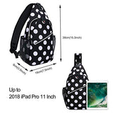MOSISO Sling Backpack,Travel Hiking Daypack White Dot Rope Crossbody Chest Bag, Black