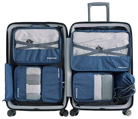 Packing Cubes Backpack Organizers Set for Carry on Travel Bag Luggage Cube (New Navy 7)