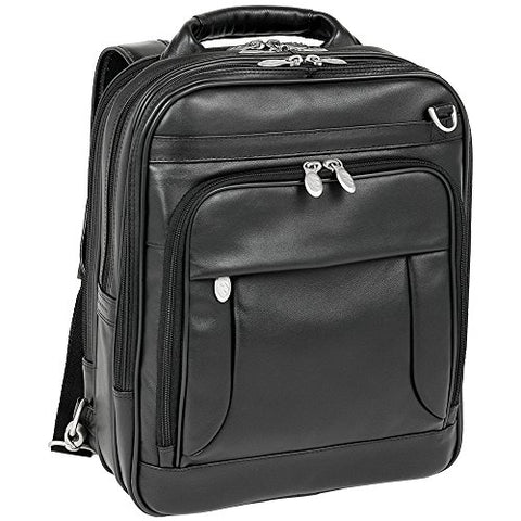 McKlein, I Series, LINCOLN PARK, Full Grain Cashmere Napa Leather, 15" Leather Three-Way Backpack Laptop Briefcase, Black (41655)