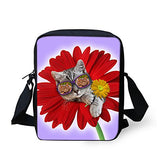 Thikin Cute Women Flower Cat Dog Printed Small Cross-Body Bag Mini Shoulder Handbags