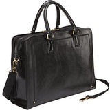Banuce Full Grains Leather Briefcase Women Messenger Satchel Bag 14 Laptop Black
