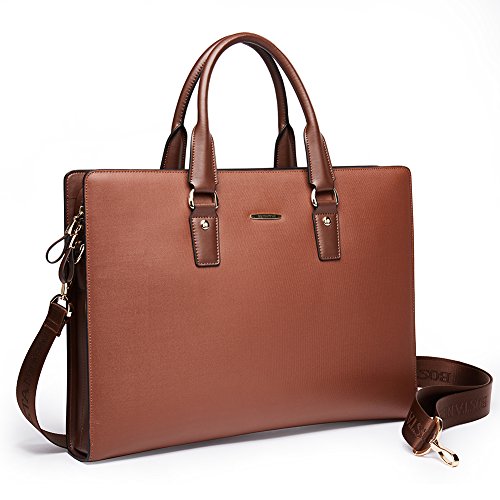 BOSTANTEN Leather Briefcase Shoulder Laptop Business Slim Bag for Men & Women
