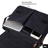 Vintage Canvas Satchel Messenger Bag for Men Women,Travel Shoulder bag 13.5" Laptop Bags Bookbag (Black)