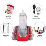 FLYCOOL Compact Water-resistant Nylon Hanging Toiletry Bag & Travel Shower Bag (Red)