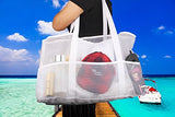 Mesh X-Large Tank Beach Bag,White Reusable Shopping Bag,Grocery Picnic Pool