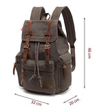High Capacity Canvas Vintage Backpack - for School Hiking Travel 12-17" Laptop