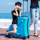AO WEI LA OW Duffel Bag for Kids Ride-On Suitcase Carry-On Luggage with Wheels fits to kids aged 6-12 years old (Blue, 24 Inch).