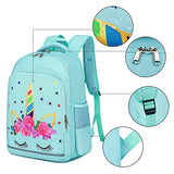 CAMTOP Backpack for Kids Girls School Backpack with Lunch Box Preschool Kindergarten BookBag Set (Mint Green-Unicorn)
