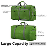 Gonex 80L Packable Travel Duffle Bag, Large Lightweight Luggage Duffel (Green)