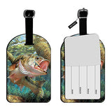 Nicokee Bass Fish Jumping Hook In River Luggage ID Tags Cards Travel ID Label Leather Baggage Airplane Labels