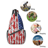 American Flag Fish Sling Bag Crossbody Backpack Shoulder Casual Chest Bags For Travel Gym Sport Hiking