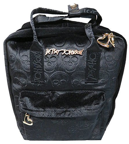 Betsey Johnson Women's Velvet Solid Backpack, Skulls, Black