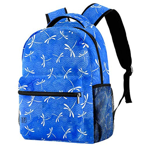 LORVIES Japanese Sashiko Pattern And Dragonflies Daily Bags Backpacks Sports Travel Shoulder Bags