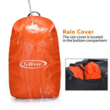 G4Free Black Hiking Backpack Backpacking Backpacks with Rain Cover Waterproof Bladder for Men