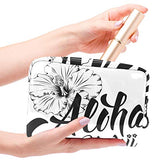 LEVEIS Aloha Greeting And Hibiscus PVC Cosmeticl Bag Makeup Handy Pouch Zipper Large Travel Toiletries Organizer, Waterproof