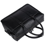 Banuce Men Black Genuine Leather Briefcase Business Travel Tote Shoulder Messenger Bag
