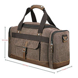 Bluboon Overnight Bag Canvas Genuine Leather 18.9"/7.9"/13.0" Vintage Travel Duffel Bags (Big