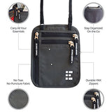 Zero Grid Neck Wallet W/Rfid Blocking- Concealed Travel Pouch & Passport Holder (Shadow Grey)