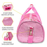 Bixbee Kids Duffle Bag, Dance Bag & Travel Bag for Sports, Gymnastics and Ballet with Adjustable Strap, Zippers, Pockets, and Flake-Resistant Glitter - Dance Bag for Girls in Sparkalicious Pink