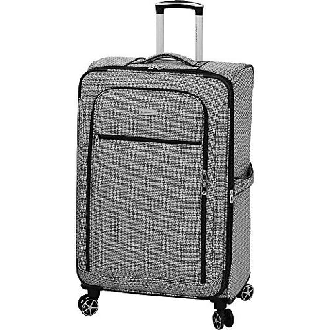 London Fog Softside 28" Spinner, Black White Square Jacquard