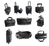 Amerileather Leather Croco-Print Two Piece Set Traveler On Spinner Wheels (#8602-0) (Black)