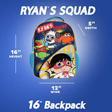 Ryan’s World Backpack for Boys & Girls, Ryan School Bookbag, 16 Inch