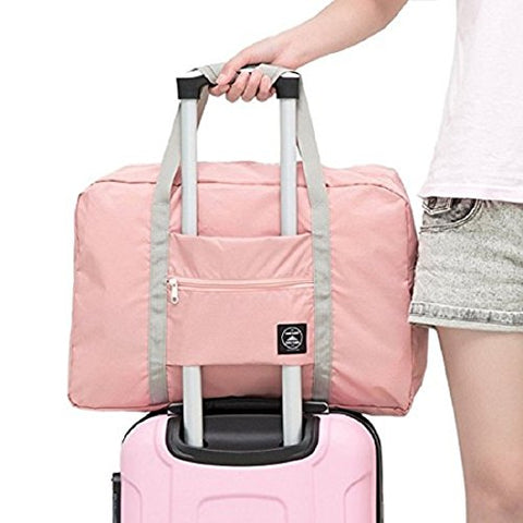 Travel Foldable Waterproof Tote Bag Carry Storage Luggage Handbag (Pink1)