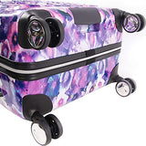BEBE Women's Gia 3pc Suitcase Set with Spinner Wheels, Purple Pansies
