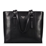 BOSTANTEN Women Briefcase Leather Laptop Tote Handbags 15.6" Computer Shoulder Bags Black