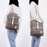 ArcEnCiel Women Girl Backpack Canvas Rucksack Shoulder Bag (Gray)