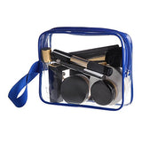 3pcs/pack Sariok Clear Toiletry Bag with Zipper TSA Approved Travel Cosmetic Bag PVC Make-up Pouch Handle Straps for Women Men, Carry On Airport Airline Compliant Quart Bags 3-1-1 Kit Luggage (Blue)