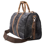 Tmount Unique Vintage Canvas Leather Duffel Bag Travel Tote Bag Overnight Bag, Lightweight Carry On