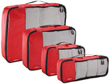 AmazonBasics 4-Piece Packing Cube Set - Small, Medium, Large, and Slim, Red