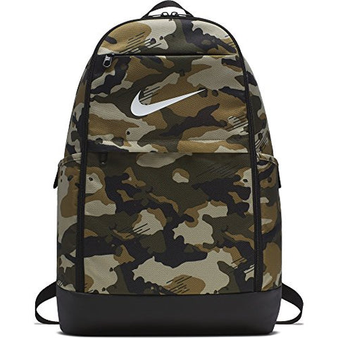 Nike Brasilia All Over Print Backpack, Neutral Olive/Black/White, X-Large