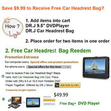 DR. J 11.5" Portable DVD Player with HD 9.5" Swivel Screen, Rechargeable Battery with Wall Charger, Car Charger and AV Cable, Sync TV Projector Function, Support USB Flash Drive SD Card, Region Free