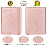 GDTK RFID Blocking Leather Passport Holder Cover Case Travel Wallet Elastic Strap (Rose Gold)