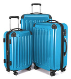 HAUPTSTADTKOFFER Luggages Sets Glossy Suitcase Sets Hardside Spinner Trolley Expandable (20', 24' & 28') TSA (Alex Cyanblue)