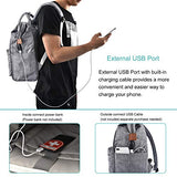 BRINCH Laptop Backpack 15.6 Inch Wide Open Computer Backpack Laptop Bag College Rucksack Water Resistant Business Travel Backpack Multipurpose Casual Daypack with USB Charging Port for Women Men,Gray