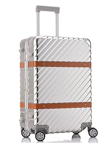 All Al-Mg Alloy HardShell Carry-on/Cabin Luggage TSA Approved Silver 24"