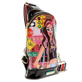 Structured Silhouette Printed Mini Backpack with Adjustable Strap